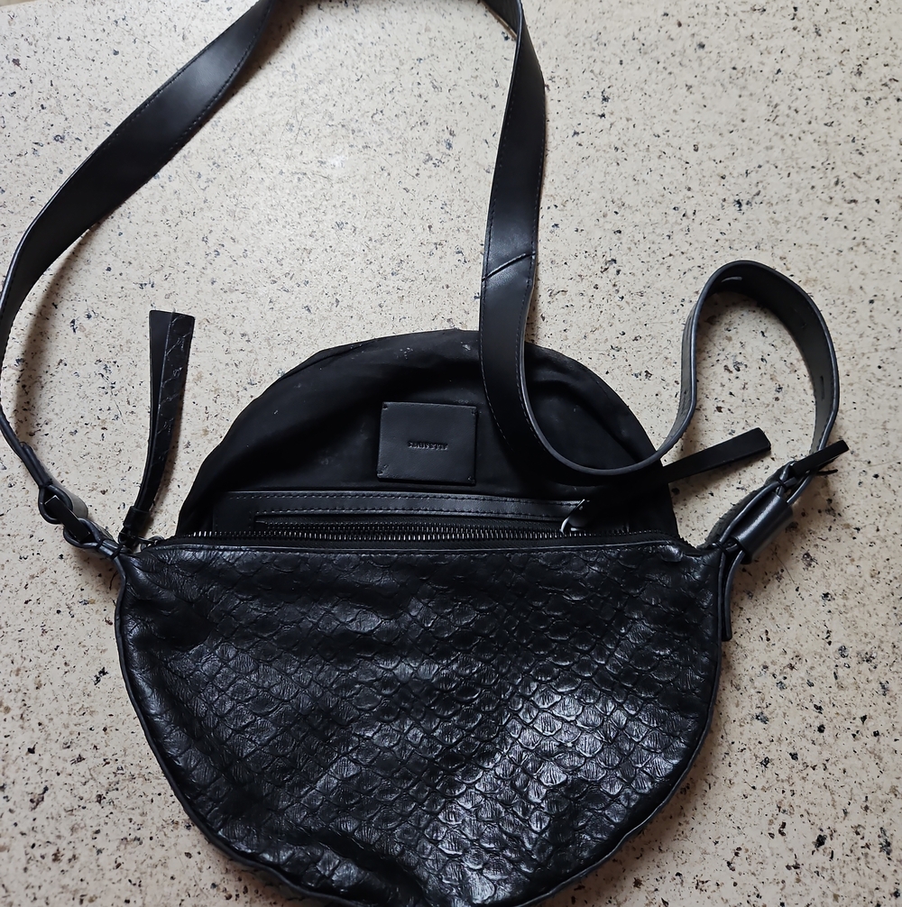 Black Textured Crossbody Bag - Women's Shoulder Bag